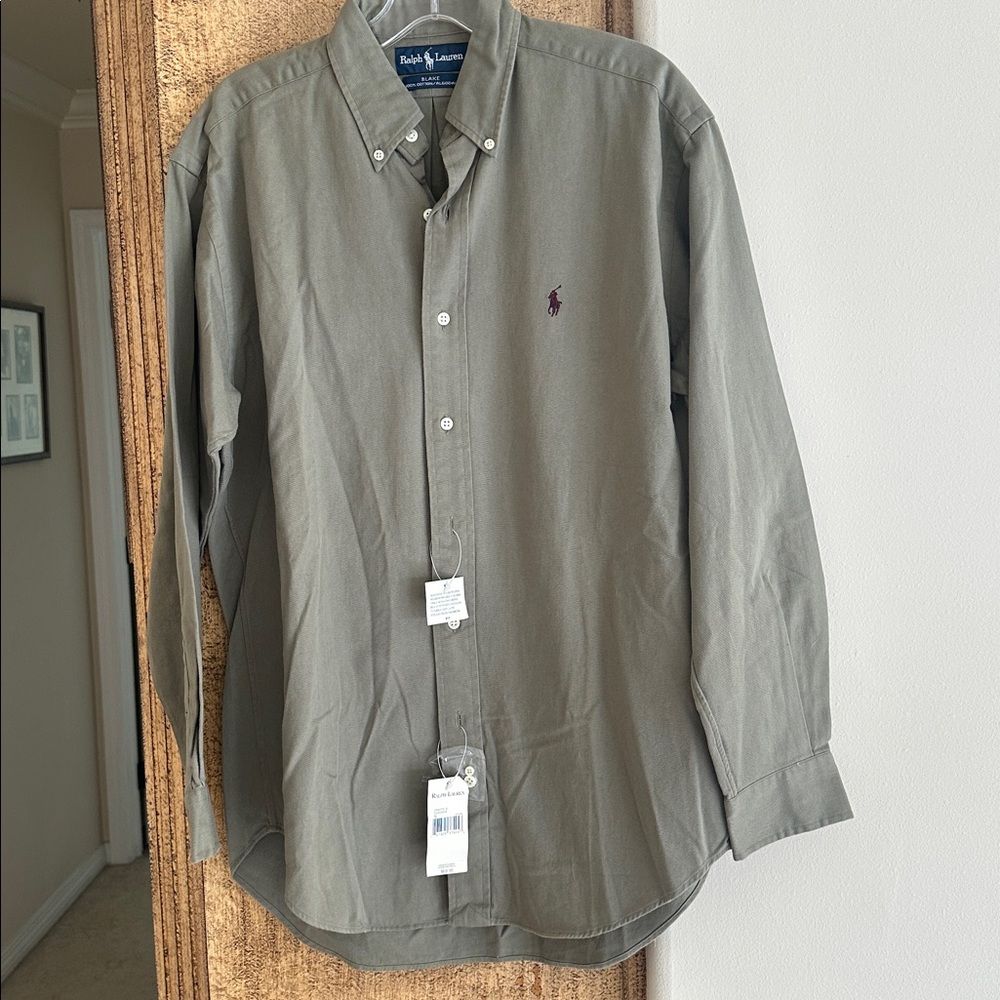 New with Tags Ralph Lauren Blake Mens Long Sleeve Button Down Green Small Shirt